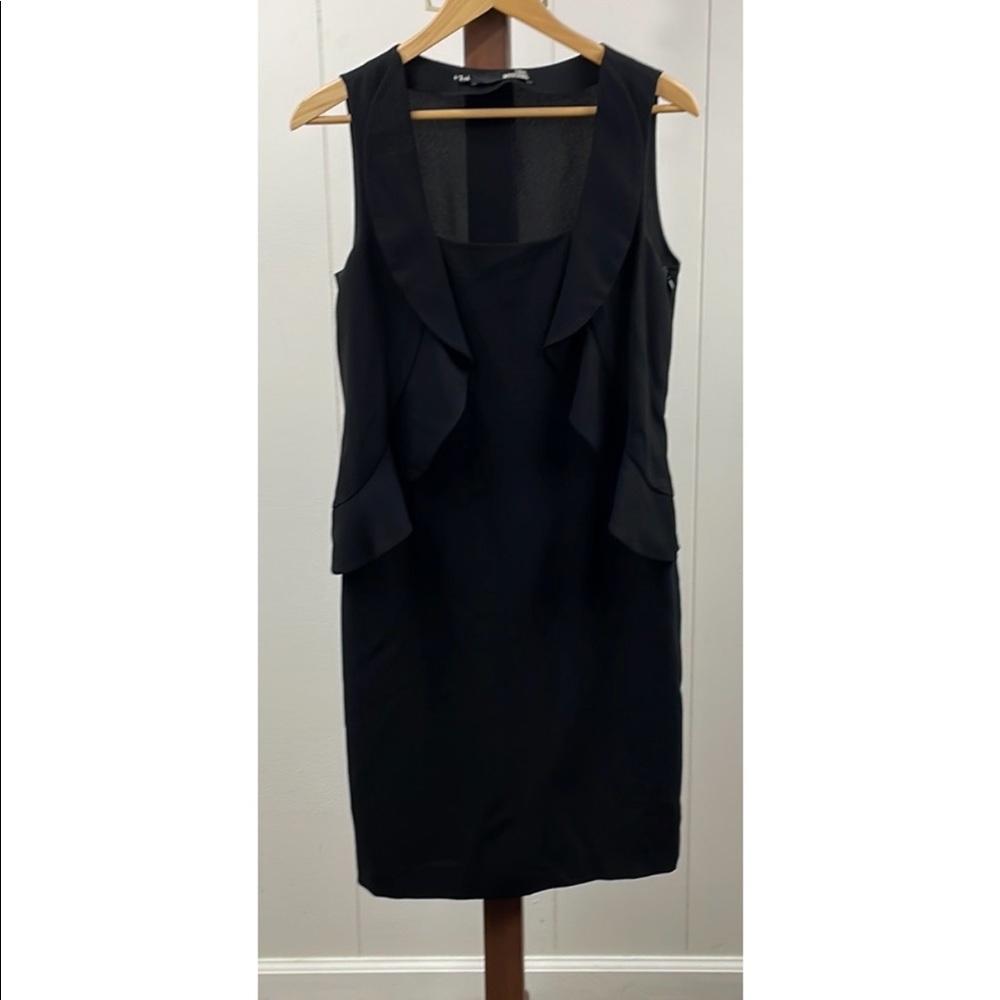 Love Moschino Black Ruffle Side Peplum Sleeveless Dress